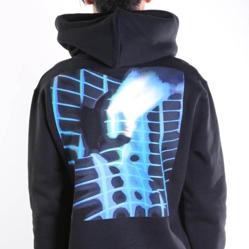 *** OFF-WHITE *** KIDMOGRAPH HOODIE | BLACK/BLUE | MEDIUM (M) | HOODIE SWEATER